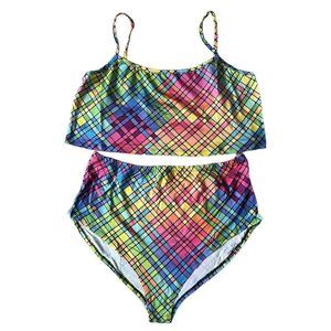 NWT Dolls Kill Luminous Hour Shorts Set Rainbow Crop Top Booty Shorts Plus 1X